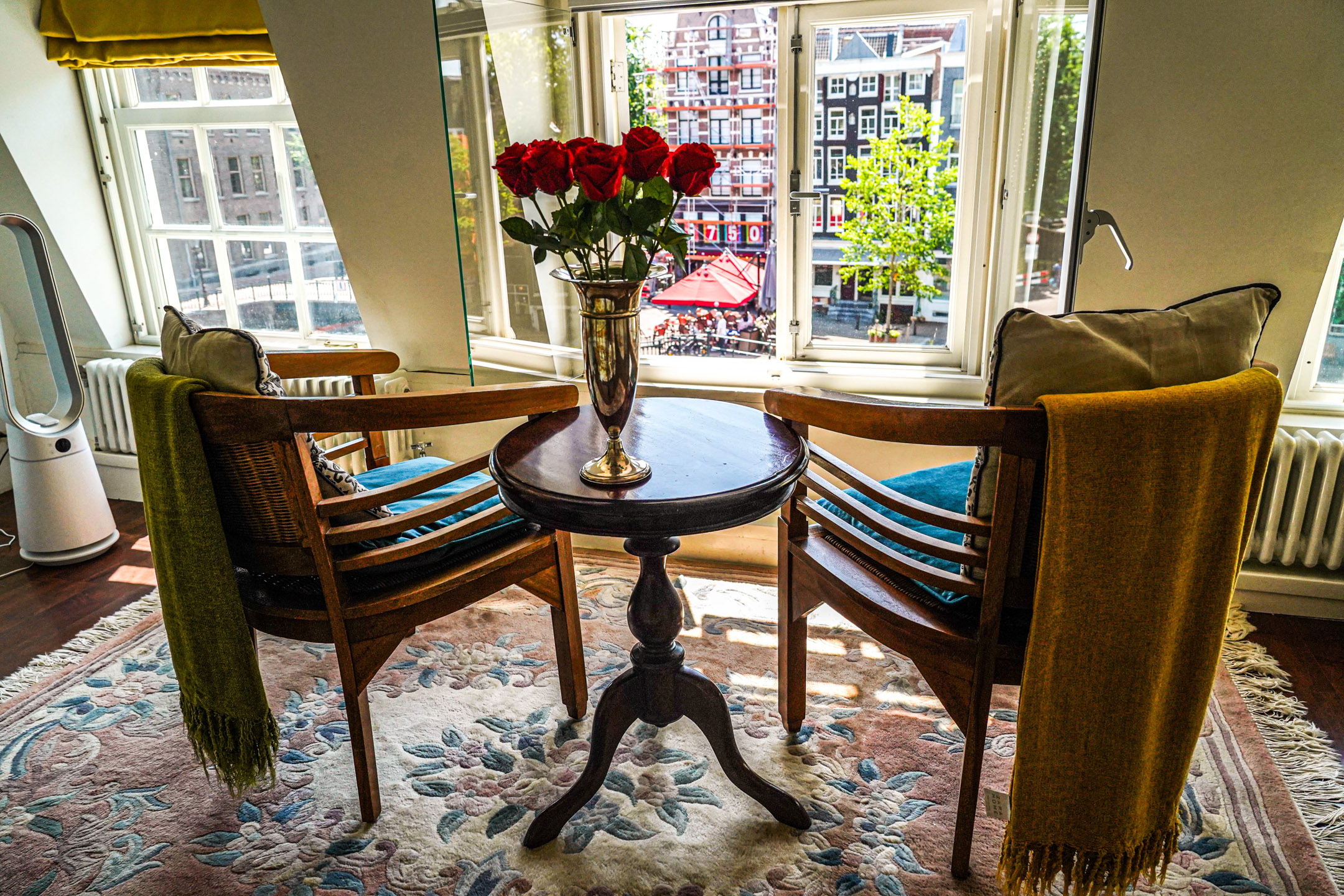 Bedroom Sitting Area View The Balcony at Prinsen Canal apartment Amsterdam